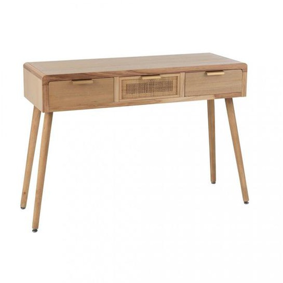 TSARA Console 3 tirois bois/ rotin