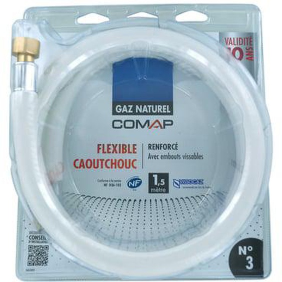 Tuyau flexible caoutchouc gaz naturel 1,50 m