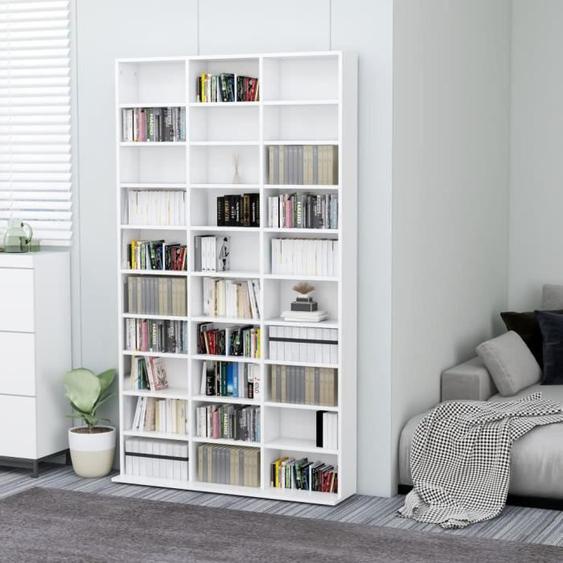 UNIQUE Armoire à CD-DVD étagère à CD Meubles de Rangement multimédia Blanc 102x23x177,5 cm Aggloméré 3039