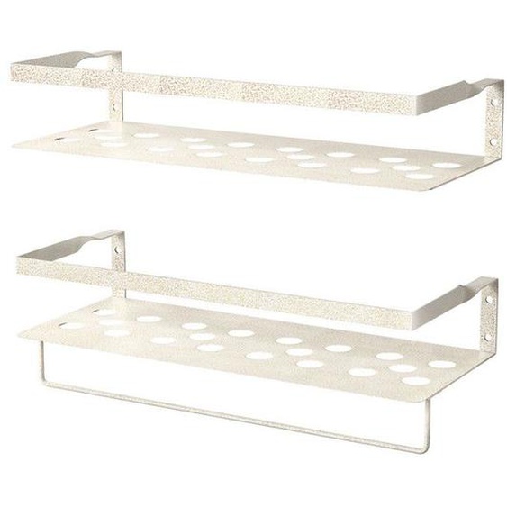 Uten Étagère À Épices Murale, Lot De 2 Métallique Étagère Salle De Bain Avec Porte-Serviettes,Étagère Rangement Cuisine pour