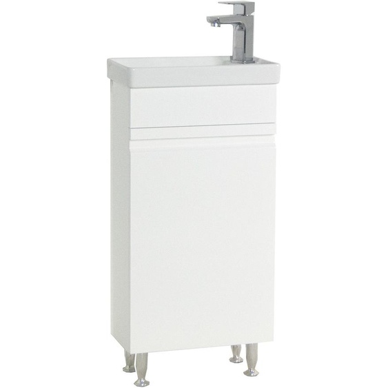 Vcm 2 Pcs. Set De Meubles De Salle De Bain Wc Pour Invités Lavabo Petit Lavabo Étroit Sans Poignée Silora M