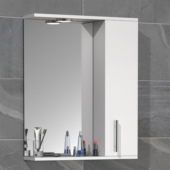 Vcm Miroir De Salle De Bain Miroir Mural 55 Cm Miroir Suspendu Armoire De Toilette Porte Tournante Éclairage Lisalo L