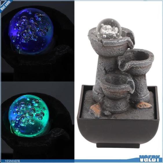 VGEBY Fontaine dintérieur LED avec boule pour décoration Feng Shui - Ornements de résine - Effet cascade - Lumière LED