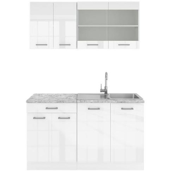 Cuisine R-Line, 140 cm , PT Marbre, Blanc, Vicco