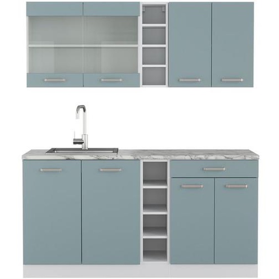 Cuisine R-Line, 160 cm , PT Marbre, Bleu-gris, Vicco