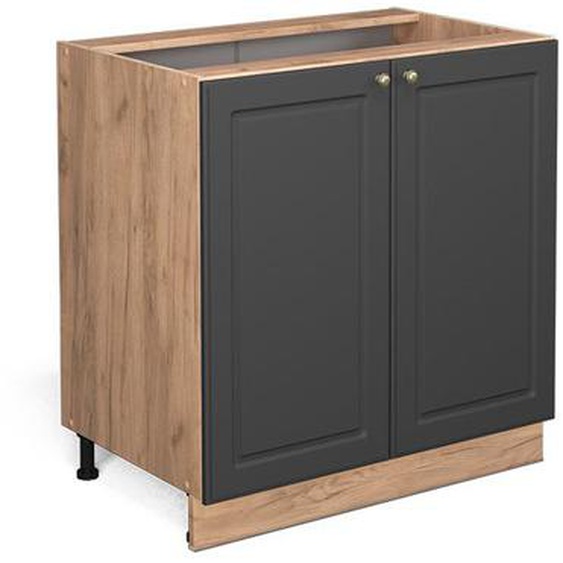 Vicco meuble bas sous-évier Fame-Line, Anthracite-or, 80 cm avec étagère, PA Marbre