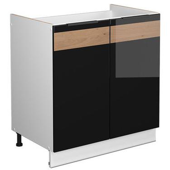 Vicco meuble bas sous-évier Fame-Line, Chêne noir brillant, 80 cm, PA Anthracite