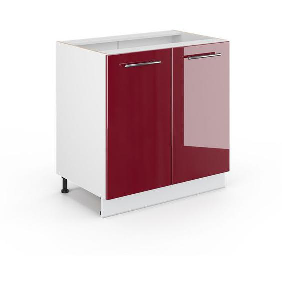 Vicco meuble bas sous-évier Fame-Line, Rouge bordeaux Haute brillance, 80 cm avec étagère, sans plan de travail