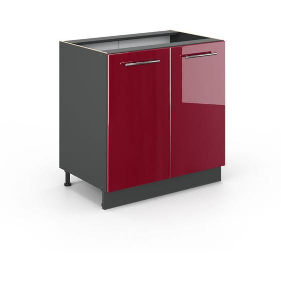 Vicco meuble bas sous-évier Fame-Line, Rouge bordeaux Haute brillance, 80 cm avec étagère, sans plan de travail