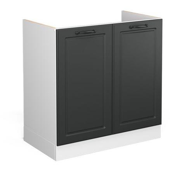 Meuble bas sous-évier R-Line, 80 cm sans plan de travail, Anthracite campagne, Vicco