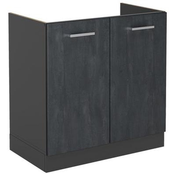 Vicco meuble bas sous-évier R-Line, Béton noir, 80 cm PA Chêne