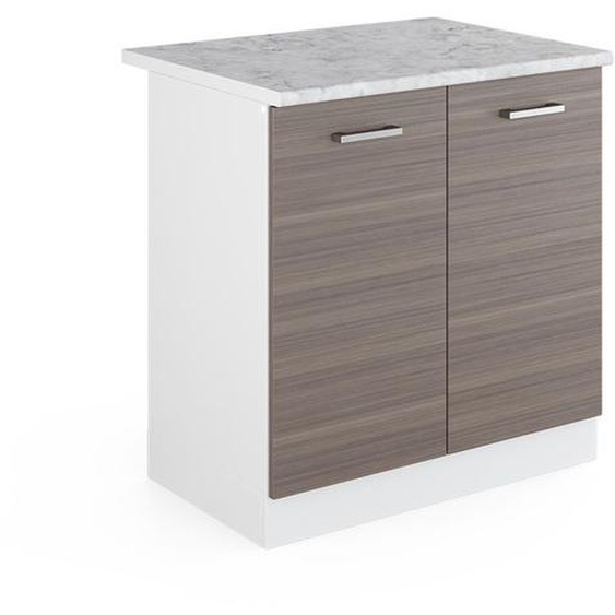 Meuble bas sous-évier R-Line, 80 cm , PT Marbre, Gris, Vicco