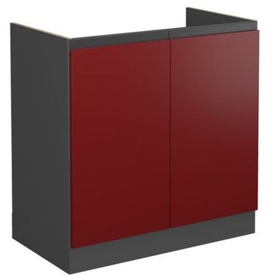 Meuble bas sous-évier R-Line, 80 cm J-Shape, sans plan de travail, Rouge, Vicco