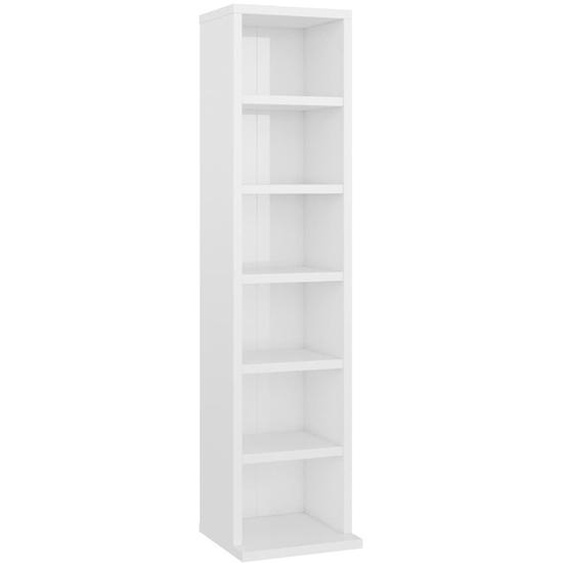 Vidaxl Armoire À Cd Blanc Brillant 21x20x88 Cm Aggloméré