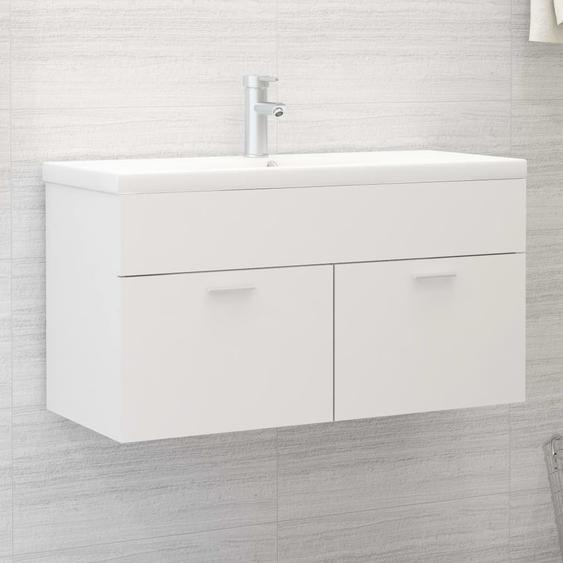 Vidaxl Armoire Dévier Avec Lavabo Intégré Blanc Aggloméré