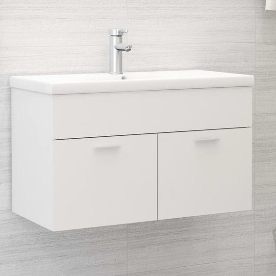 Vidaxl Armoire Dévier Avec Lavabo Intégré Blanc Aggloméré