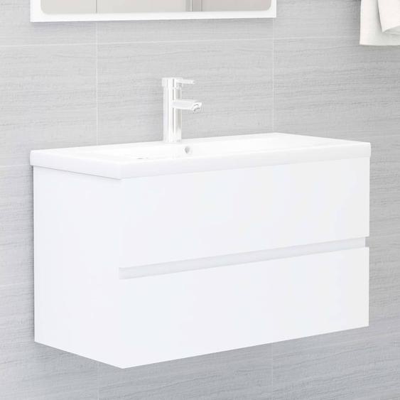 Vidaxl Armoire Dévier Avec Lavabo Intégré Blanc Aggloméré