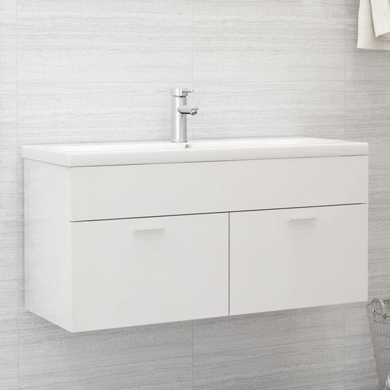 Vidaxl Armoire Dévier Avec Lavabo Intégré Blanc Brillant Aggloméré