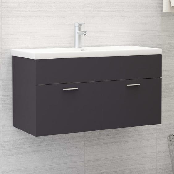 Vidaxl Armoire Dévier Avec Lavabo Intégré Gris Aggloméré