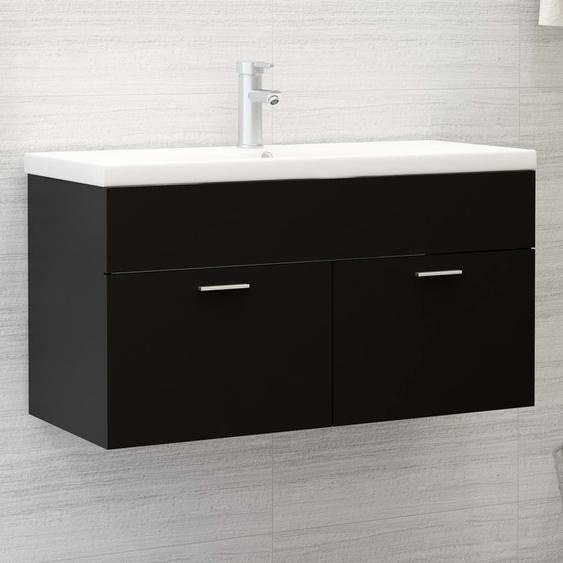 Vidaxl Armoire Dévier Avec Lavabo Intégré Noir Aggloméré