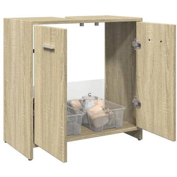 vidaXL Armoire lavabo de salle de bain chêne sonoma 60x33x60 cm, meuble sous lavabo,,, meuble de salle de bain 849604