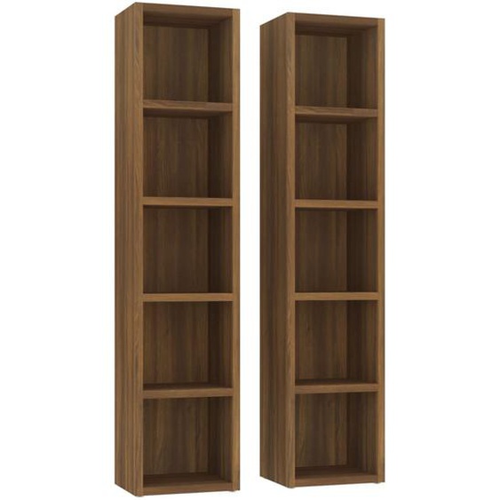 Vidaxl Armoires À Cd 2 Pcs Chêne Marron 21x16x93,5cm Bois Dingénierie