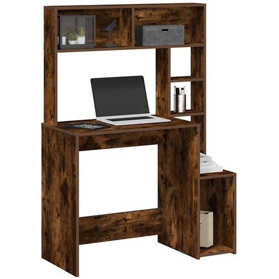 Vidaxl Bureau Avec Étagères Chêne Fumé 100x45x140 Cm Bois Dingénierie