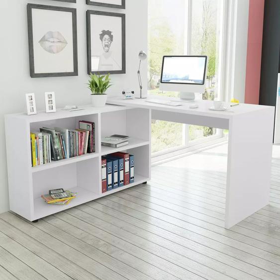 Vidaxl Bureau Dangle 4 Étagères Blanc