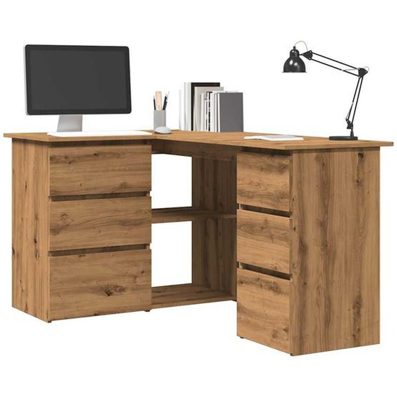 Vidaxl Bureau Dangle Chêne Artisanal 145x100x76 Cm Bois Dingénierie