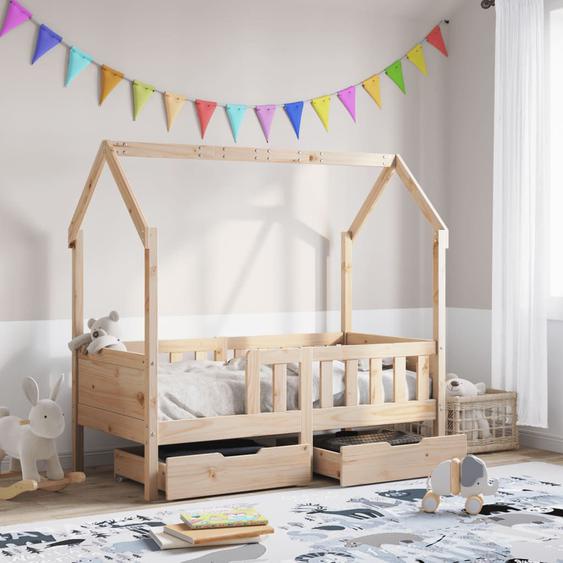 Vidaxl Cadre De Lit Enfant Avec Tiroirs 70x140 Cm Bois De Pin Massif