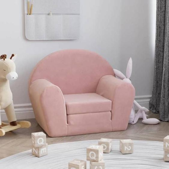 vidaXL Canapé-lit pour enfants rose peluche douce 356997