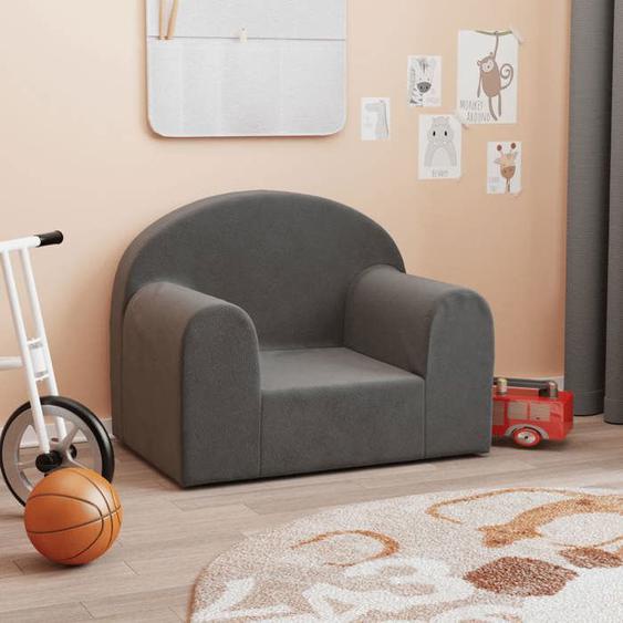 vidaXL Canapé pour Enfants, Siège avec Accoudoirs, Fauteuil avec Dossier pour Tout-Petits, Meuble de Chambre, Anthracite 357006