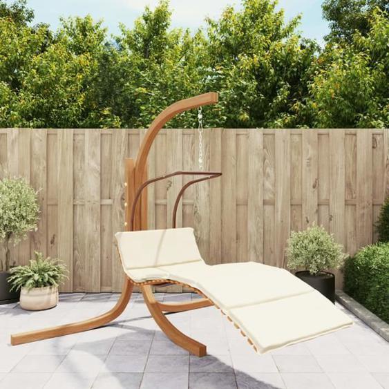 vidaXL Chaise à bascule avec coussin tissu et bois massif de peuplier 363479