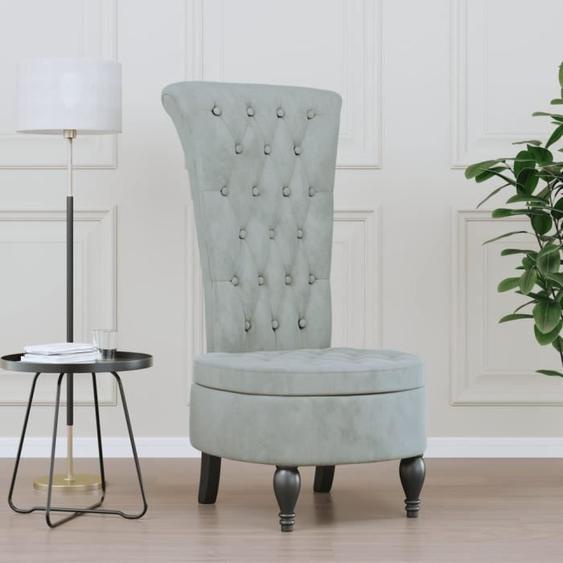 vidaXL Chaise à dossier haut gris clair velours conception de bouton 352464