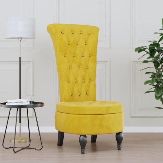 vidaXL Chaise à dossier haut jaune velours conception de bouton 352469