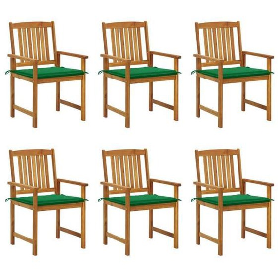 vidaXL Chaises de jardin avec coussins 6 pcs Bois dacacia massif