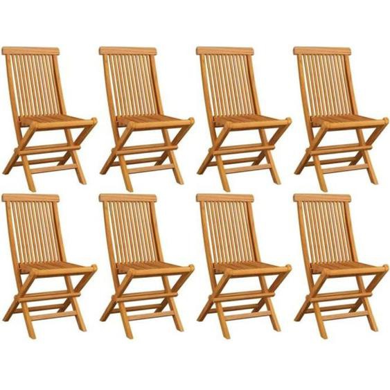 vidaXL Chaises de jardin pliables 8 pcs Bois de teck massif