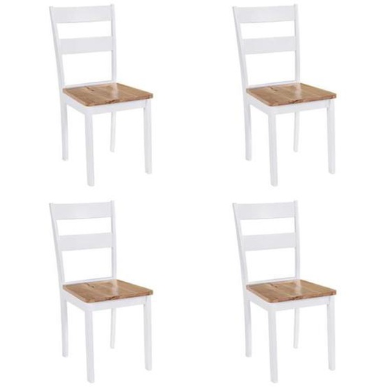 vidaXL 4x Bois dHévéa Massif Chaises de Salle à Manger Chaises de Repas Meubles de Cuisine Chaises à Dîner Sièges de 245369