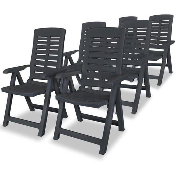 vidaXL Chaises inclinables de jardin 6 pcs Plastique Anthracite