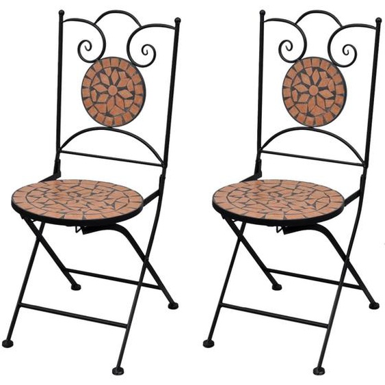 Vidaxl Chaises Pliables De Bistro 2 Pcs Céramique Terre Cuite