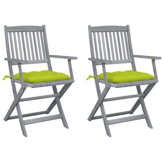 Vidaxl Chaises Pliables Dextérieur 2 Pcs Avec Coussins Bois Dacacia