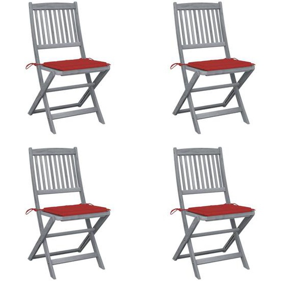 Vidaxl Chaises Pliables Dextérieur 4 Pcs Avec Coussins Bois Dacacia