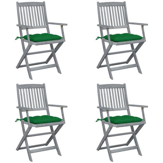 Vidaxl Chaises Pliables Dextérieur 4 Pcs Avec Coussins Bois Dacacia