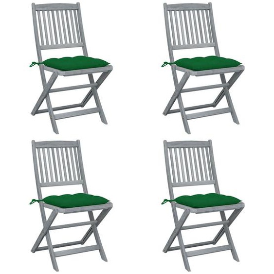 Vidaxl Chaises Pliables Dextérieur 4 Pcs Avec Coussins Bois Dacacia