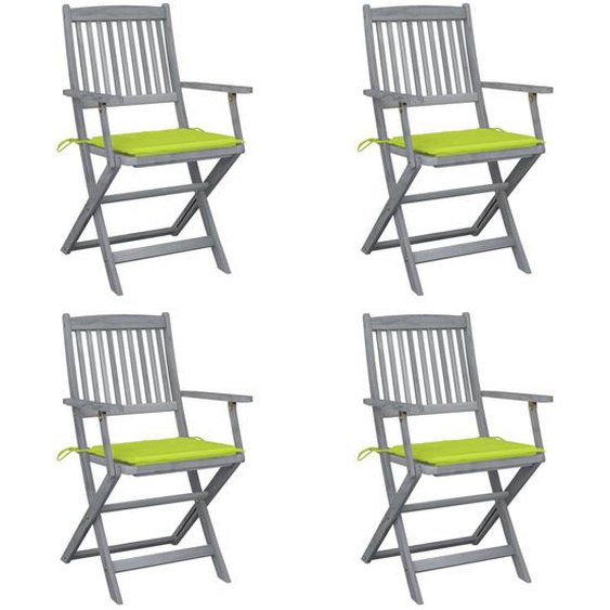 Vidaxl Chaises Pliables Dextérieur 4 Pcs Avec Coussins Bois Dacacia