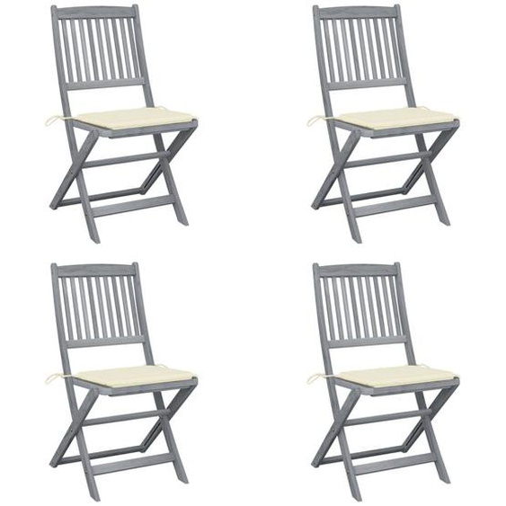 Vidaxl Chaises Pliables Dextérieur 4 Pcs Avec Coussins Bois Dacacia