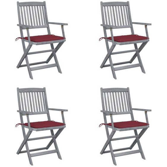 Vidaxl Chaises Pliables Dextérieur 4 Pcs Avec Coussins Bois Dacacia