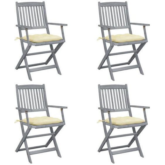 Vidaxl Chaises Pliables Dextérieur 4 Pcs Avec Coussins Bois Dacacia