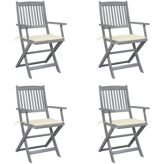 Vidaxl Chaises Pliables Dextérieur 4 Pcs Avec Coussins Bois Dacacia