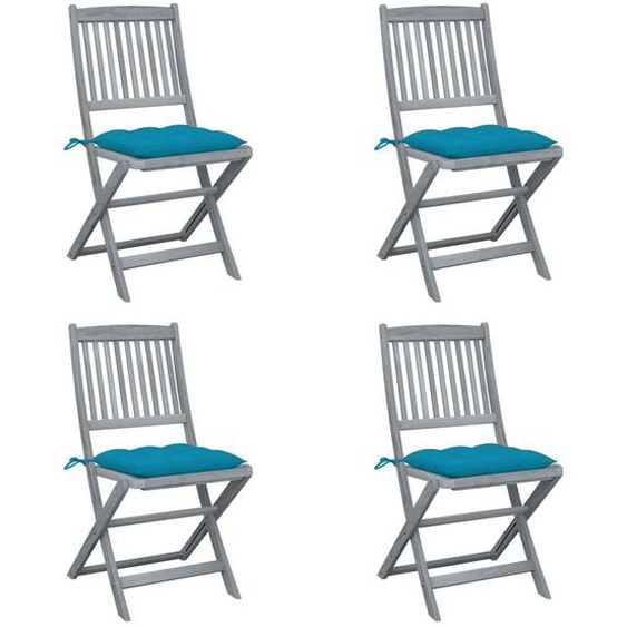 Vidaxl Chaises Pliables Dextérieur 4 Pcs Avec Coussins Bois Dacacia